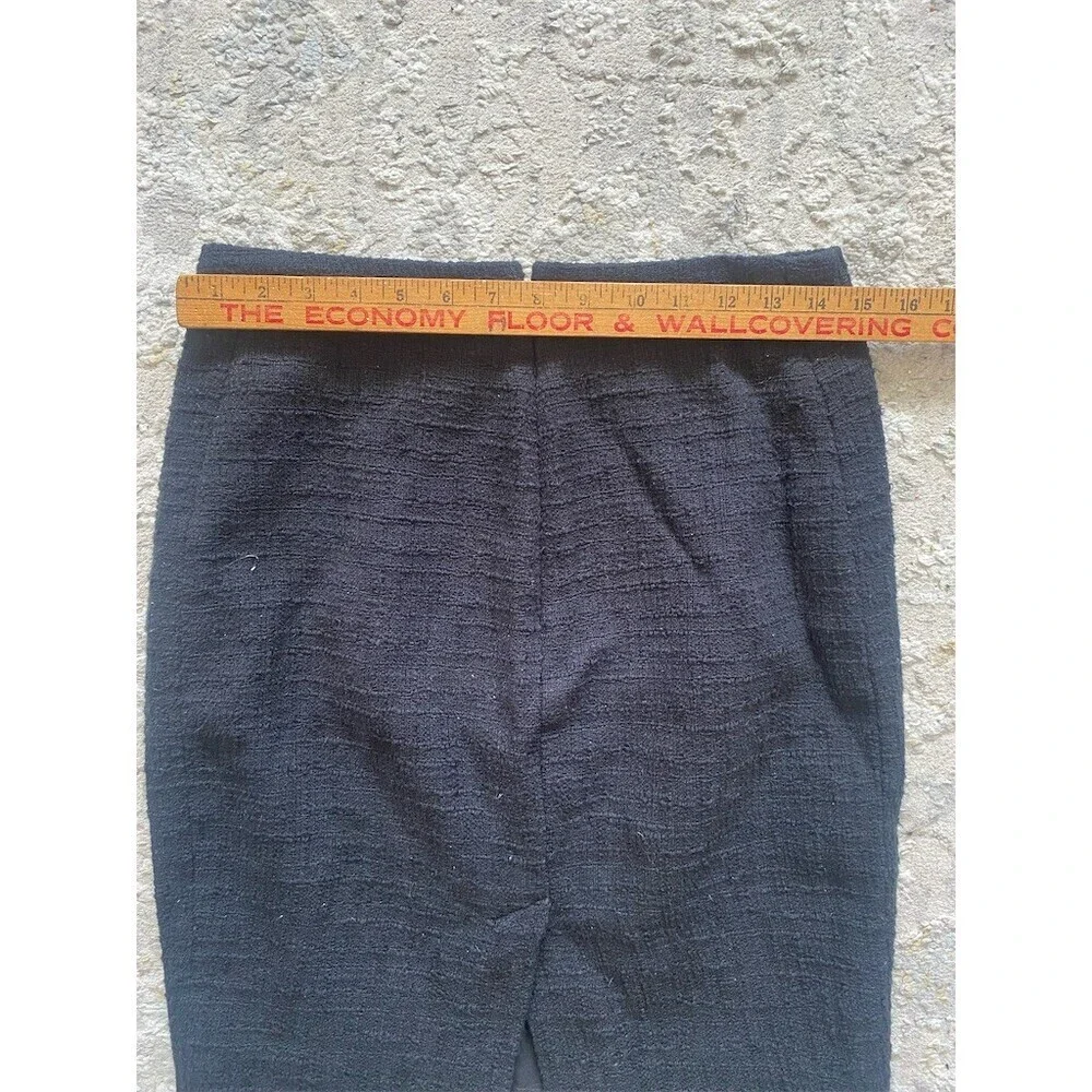 J.Crew Skirt Womens 10P Black Textured Fringe Hem Pencil Knee Back Zip